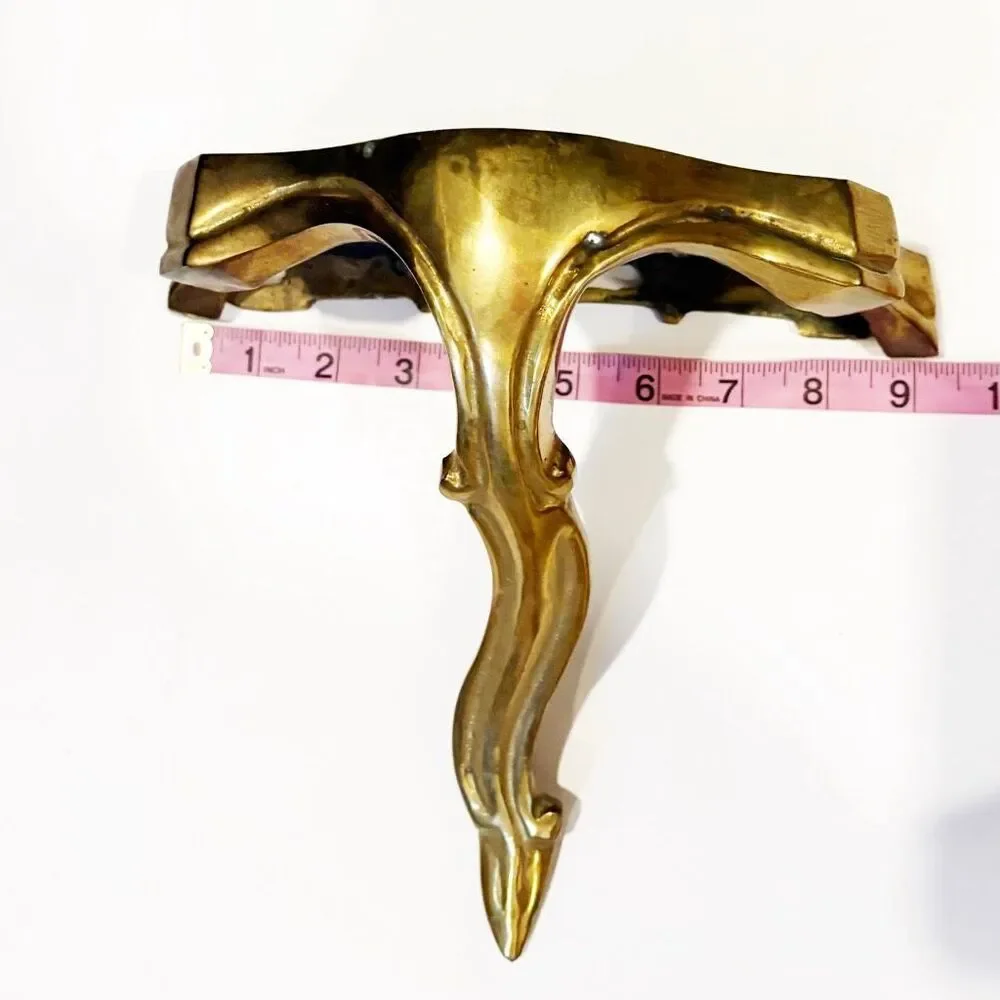 VTG Solid Brass Display Shelf Ornate Scroll Wall Decor
